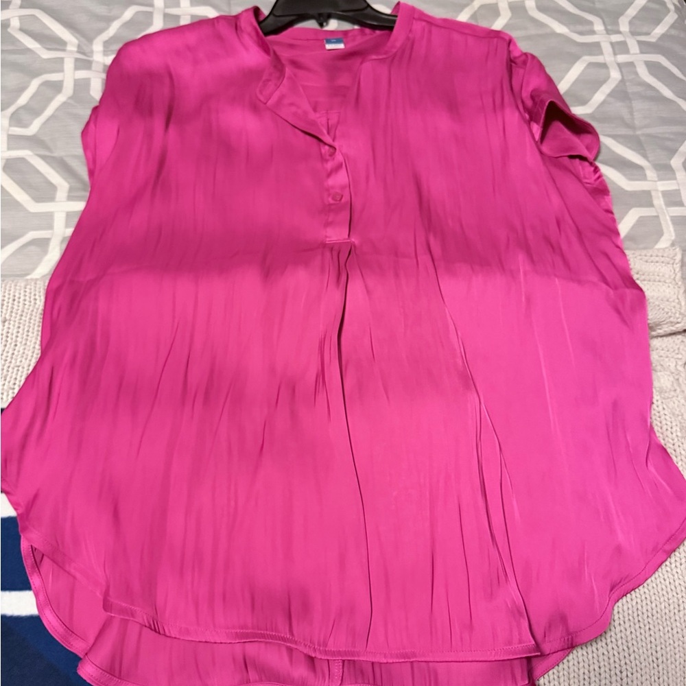 Old Navy Fuchsia Pink Short-Sleeve Blouse